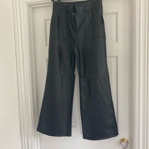 Anthropology faux leather wide leg jeans